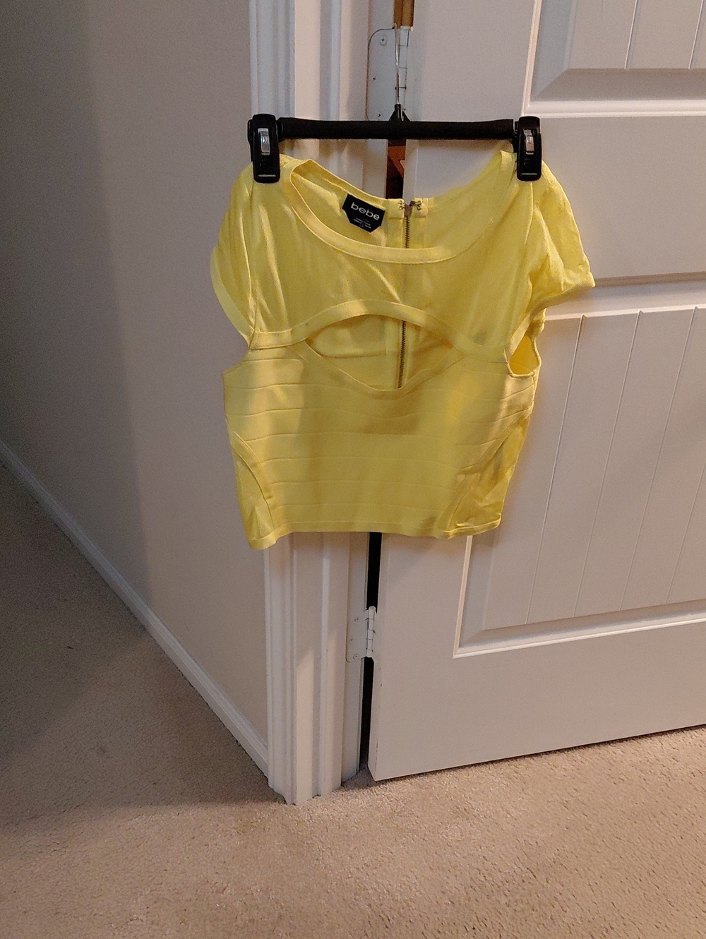 bebe Sunny Yellow Front Cutout Crop Top